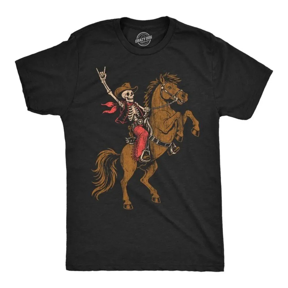 Mens Funny T Shirt Rodeo Skeleton Sarcastic Halloween Tee For Men